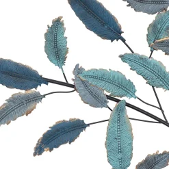 Blue Metal Leaf Traditional Wall Decor