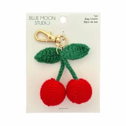 Blue Moon Studio™ Crochet Cherry Bag Charm