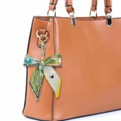 Blue Moon Studio™ Yellow & Multicolor Leaf Print Bow Bag Charm