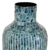 16" Blue Mother of Pearl Coastal Vase
