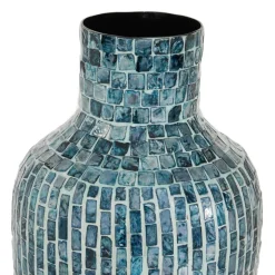 16" Blue Mother of Pearl Coastal Vase