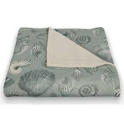 Blue Multicolor Shell Coral Fleece Blanket