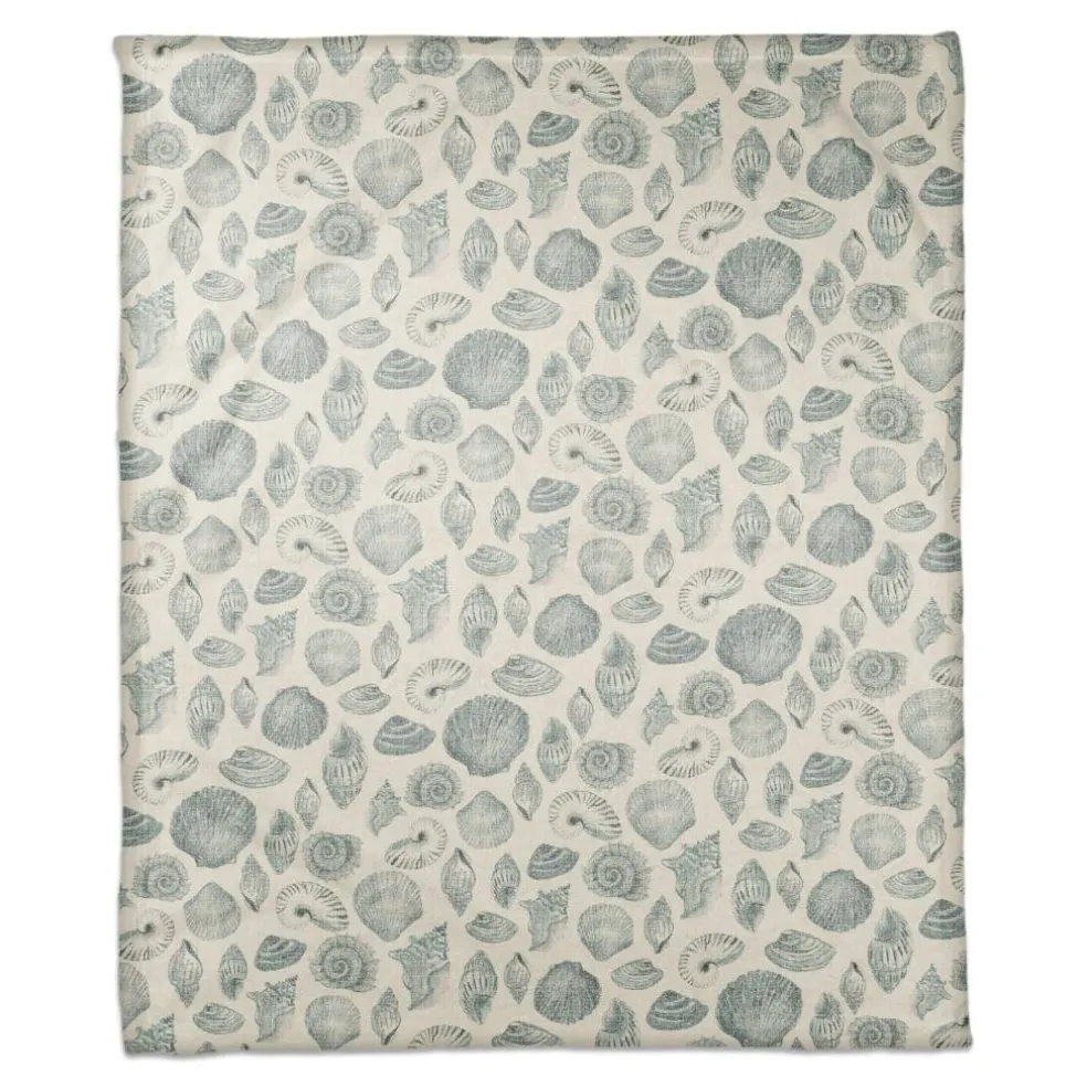 Blue Multicolor Shell Coral Fleece Blanket