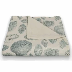 Blue Multicolor Shell Coral Fleece Blanket