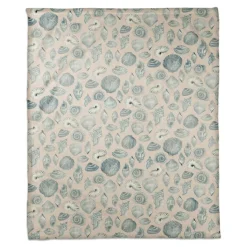 Blue Multicolor Shell Coral Fleece Blanket