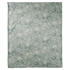 Blue Multicolor Shell Coral Fleece Blanket