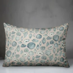 Blue Multicolor Shell Throw Pillow