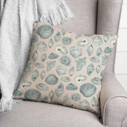 Blue Multicolor Shell Throw Pillow