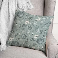 Blue Multicolor Shell Throw Pillow