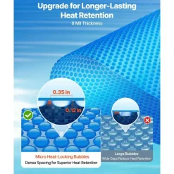 Blue PE Bubble Solar Pool Cover 36x16 ft Rectangle Heat Blanket