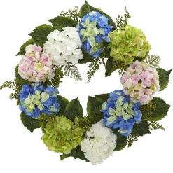 24” Blue & Pink Hydrangea Wreath