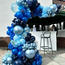 Blue & Silver Balloon Set – 12 Inch Navy, Metallic, Macaron & Confetti Balloons for Birthday, Graduation, Baby Shower, Wedding & Party Decorations