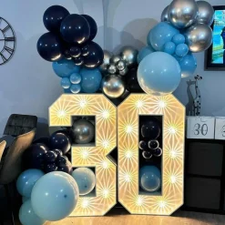 Blue & Silver Balloon Set – 12 Inch Navy, Metallic, Macaron & Confetti Balloons for Birthday, Graduation, Baby Shower, Wedding & Party Decorations