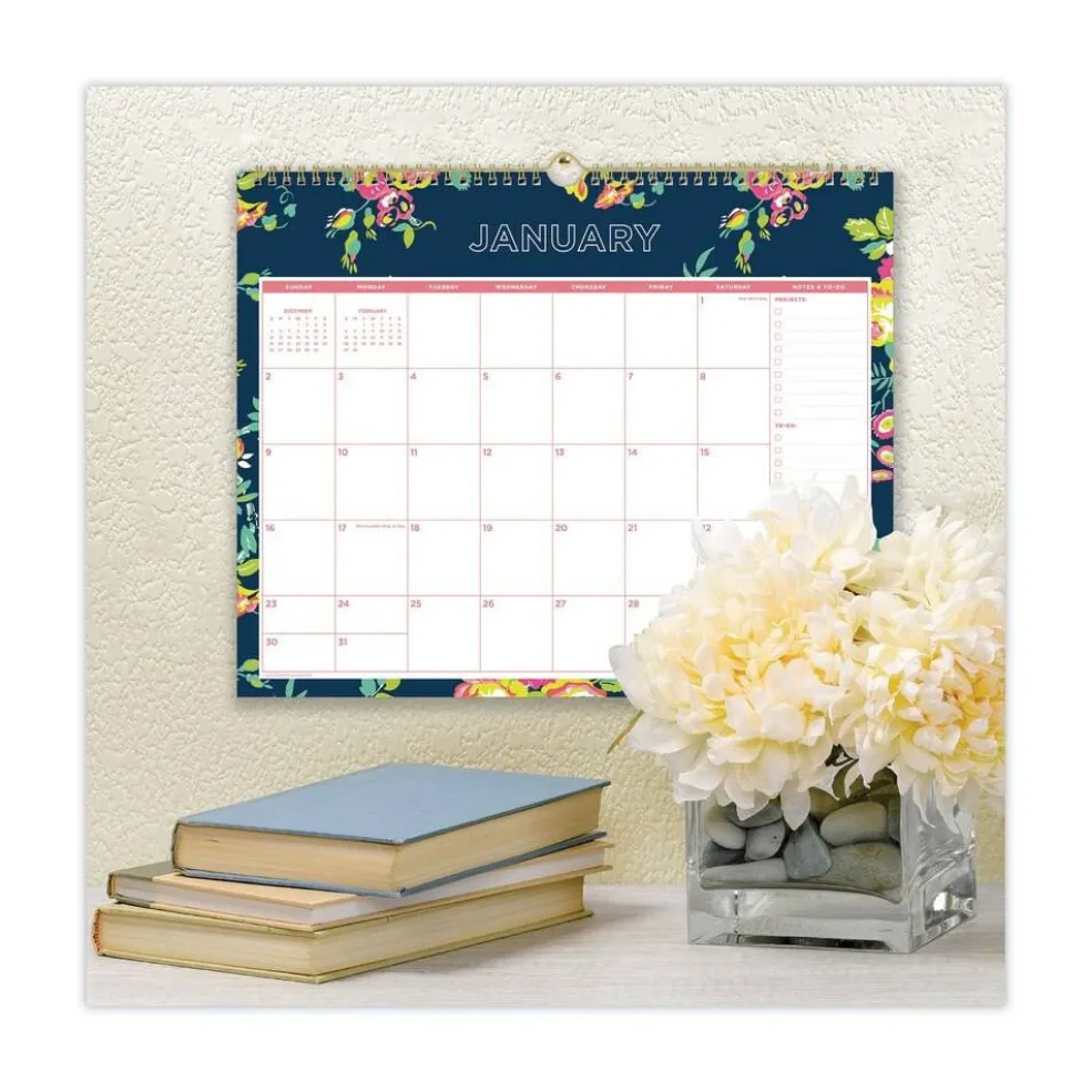 Blue Sky 15 in. x 12 in. 12-Month (Jan-Dec 2026) Day Designer Peyton Wall Calendar - White/Navy Sheets