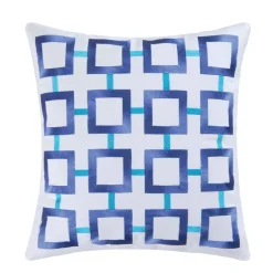 Blue Square Embroidered Accent Pillow 18" x 18"