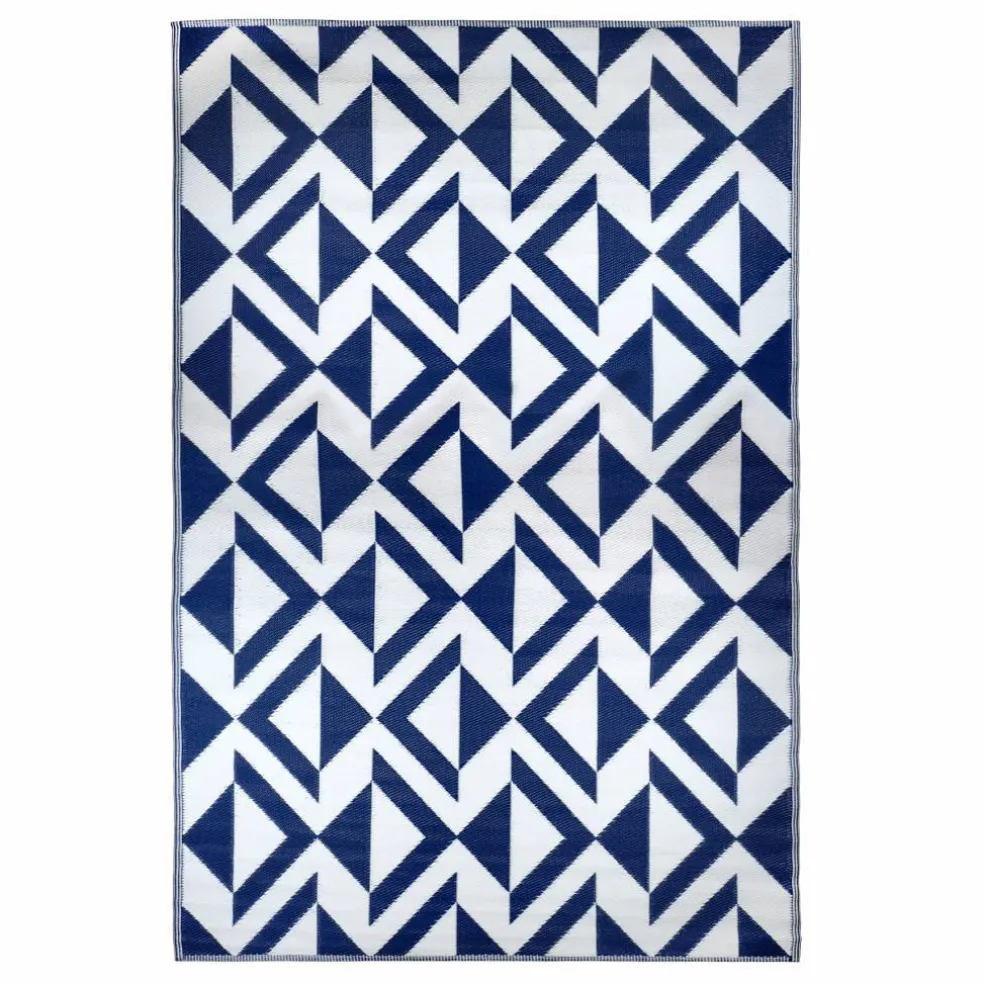Blue & White Geometric Outdoor Rug by Ashland®