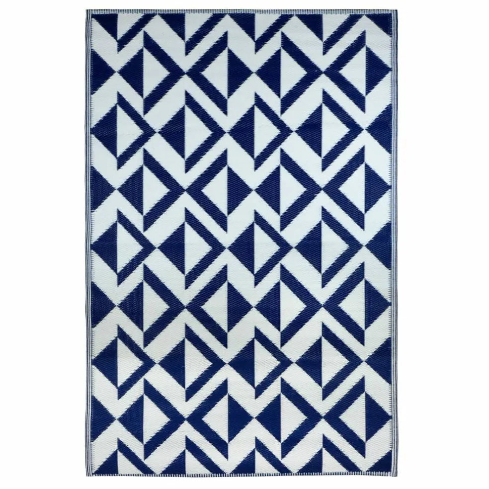 Blue & White Geometric Outdoor Rug by Ashland®