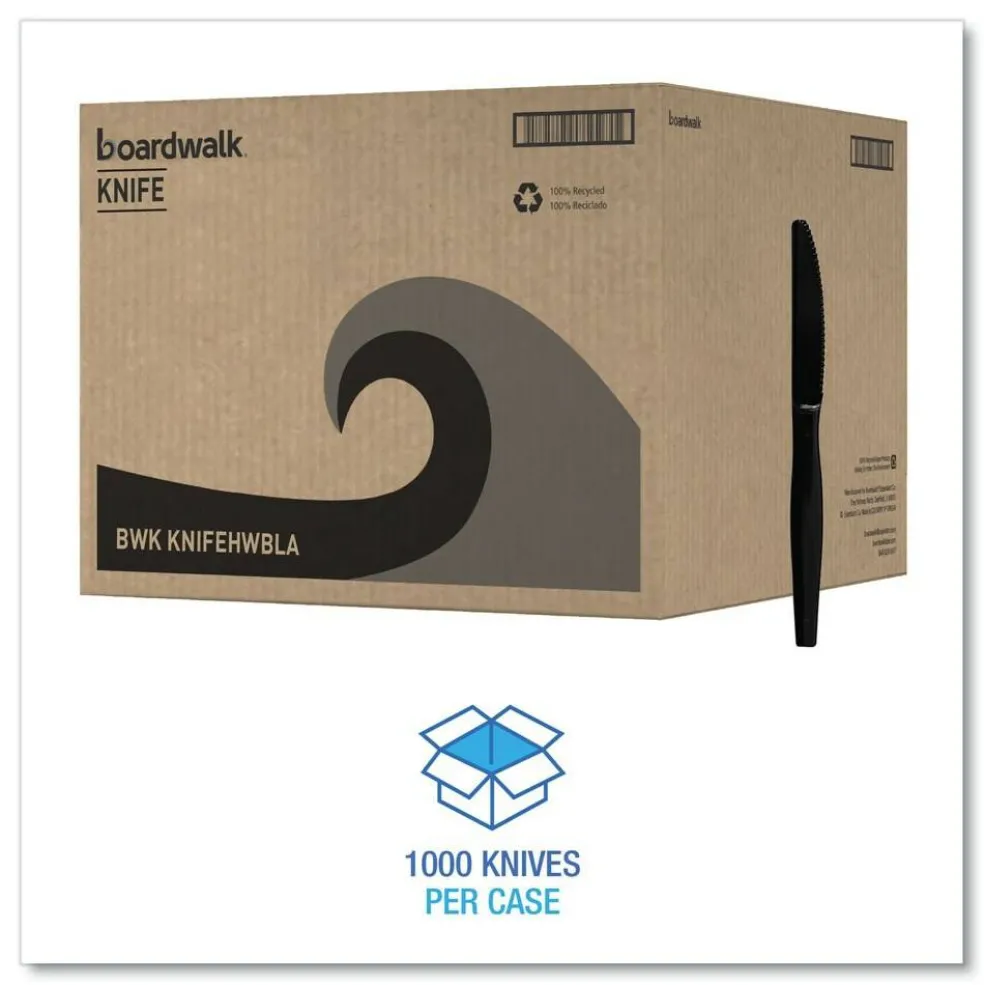 Boardwalk Heavyweight Polystyrene Knife Cutlery - Black (1000/Carton)