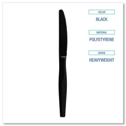 Boardwalk Heavyweight Polystyrene Knife Cutlery - Black (1000/Carton)