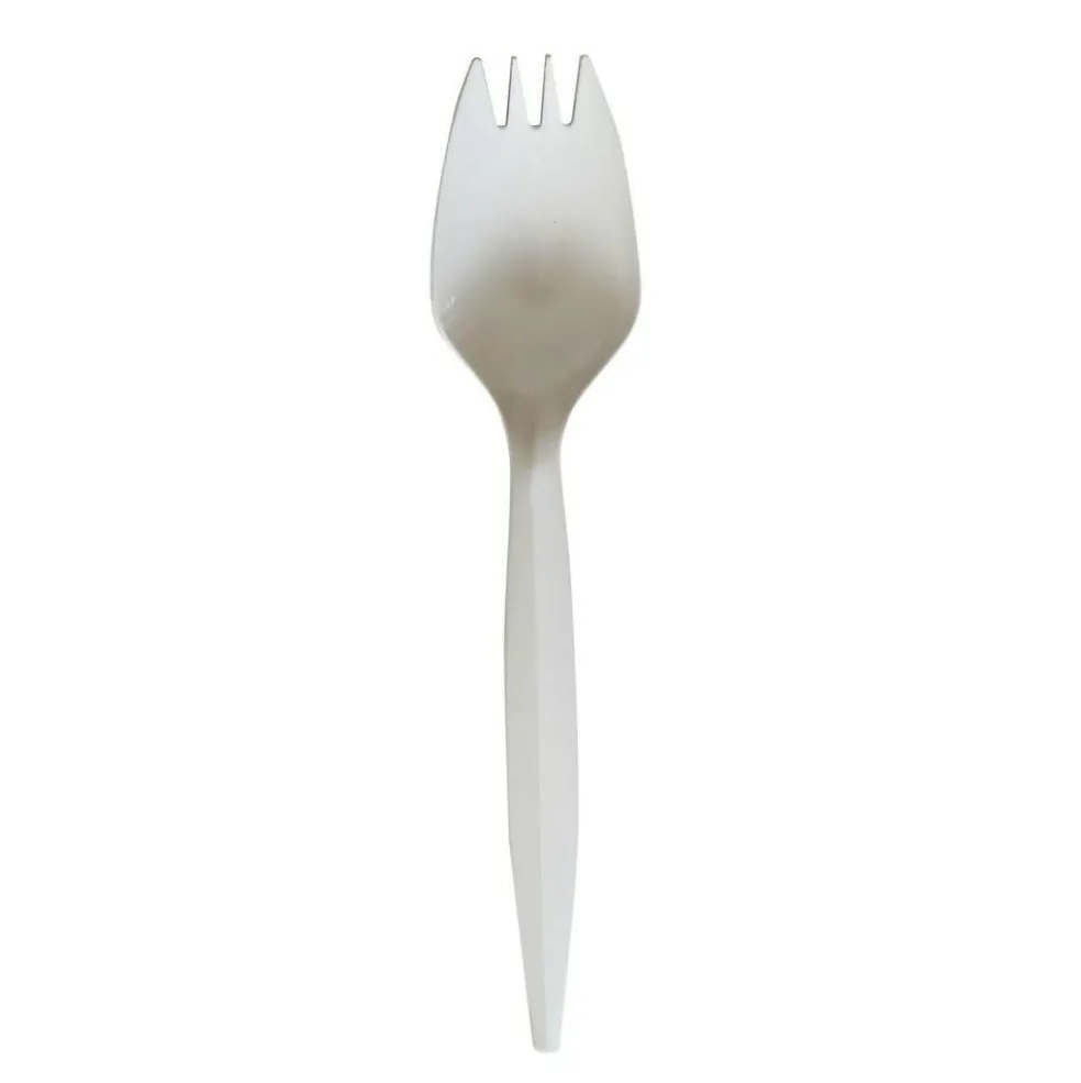 Boardwalk Mediumweight Wrapped Polypropylene Spork Cutlery - White (1000/Carton)
