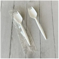 Boardwalk Mediumweight Wrapped Polypropylene Spork Cutlery - White (1000/Carton)