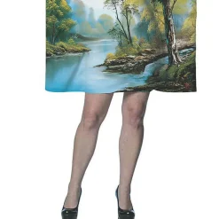 Bob Ross Inspired Painting Halloween Dress Costume for Women with Landscape