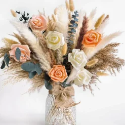 Boho Dried Flower Bouquet with Pampas Grass – Rustic & Modern Floral Decor for Home and Weddings
