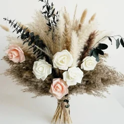 Boho Dried Flower Bouquet with Pampas Grass – Rustic & Modern Floral Decor for Home and Weddings