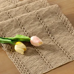 Boho Table Runner Fall Thanksgiving Farmhouse Burlap Jute Bamboo Rustic Dining Kitchen Centerpiece Decor Small Macrame Woven Coffee Table Runner for Dresser Scarf Home Decor 12x36 inch