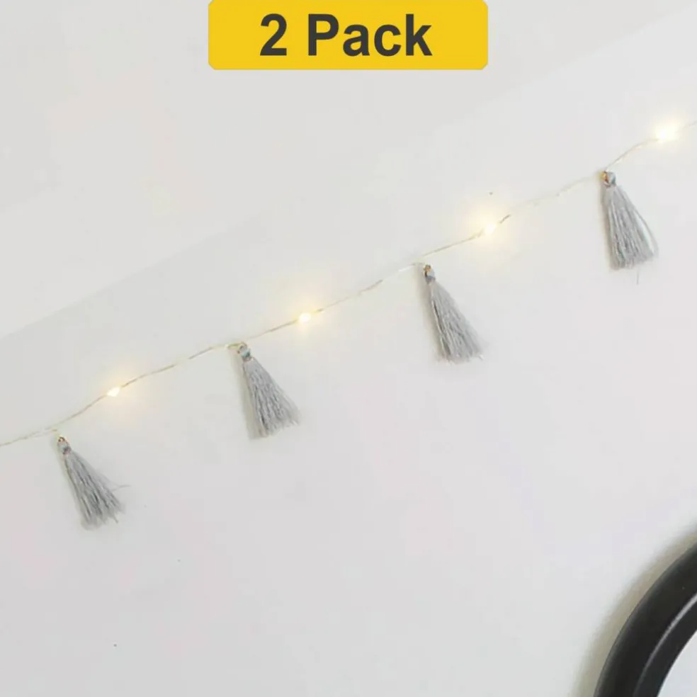 Boho Tassel Fairy Lights 20 LED Battery Operated Christmas Warm White String Lights