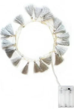 Boho Tassel Fairy Lights 20 LED Battery Operated Christmas Warm White String Lights