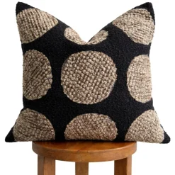 Boho Textured Pillow Cover 18x18, Black and Tan Woven Throw Pillow, Neutral Modern Farmhouse Decor