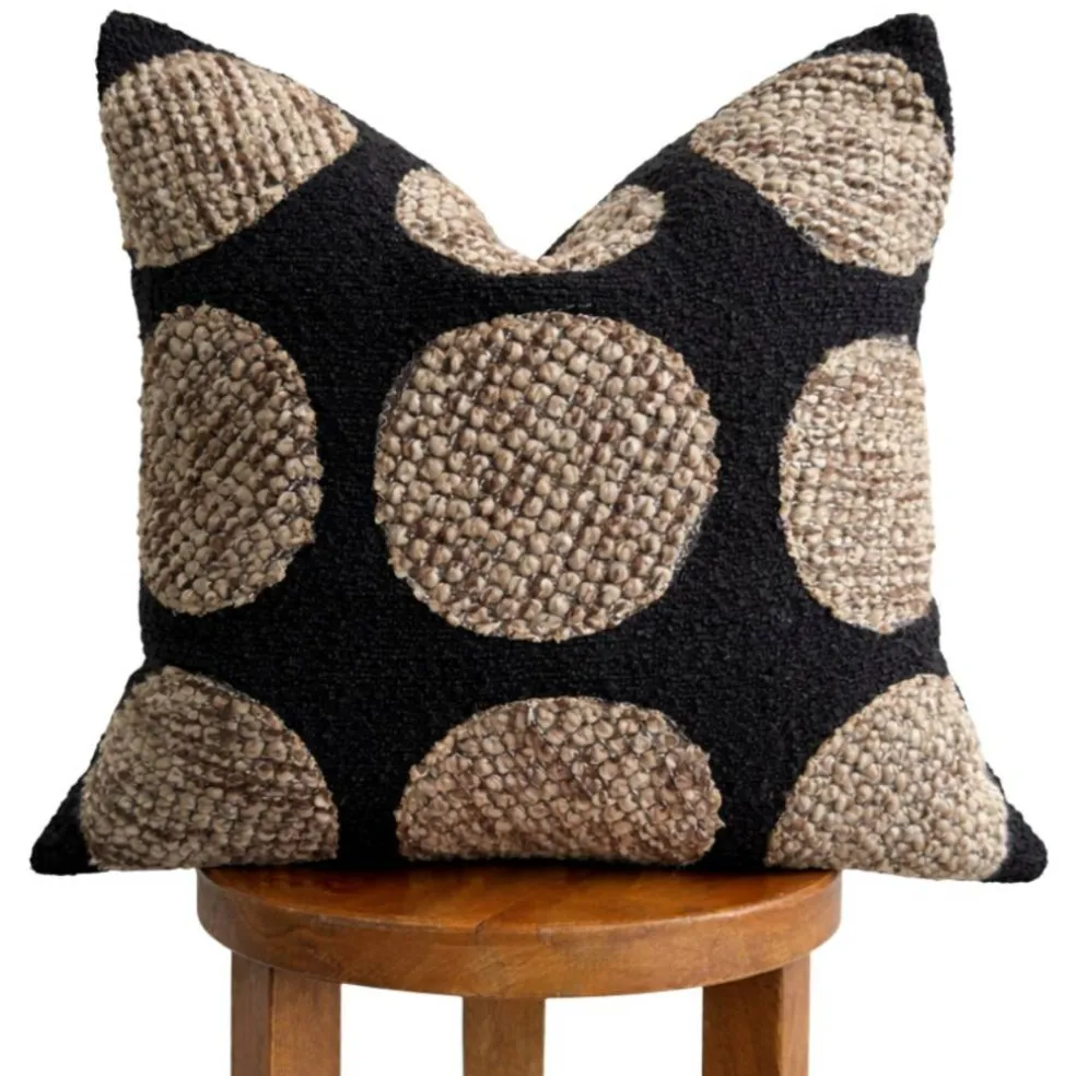 Boho Textured Pillow Cover 18x18, Black and Tan Woven Throw Pillow, Neutral Modern Farmhouse Decor