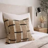 Boho Textured Pillow Cover 18x18, Cream and Black Woven Throw Pillow, Neutral Modern Farmhouse Decor