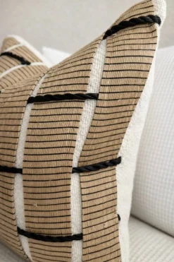 Boho Textured Pillow Cover 18x18, Cream and Black Woven Throw Pillow, Neutral Modern Farmhouse Decor
