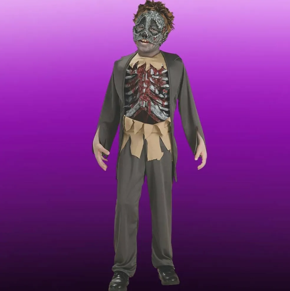 Boys Corpse Halloween Costume with Shirt Mask and Chest Detail