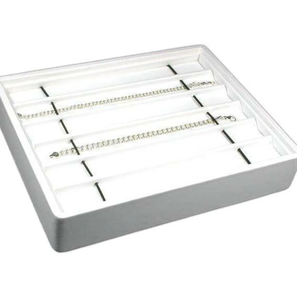 Bracelet Watch Display Tray White Leather Showcase Unit