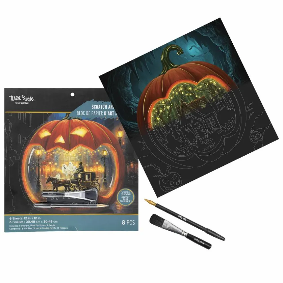 Brea Reese® 12" x 12" Jack-O'-Scene Scratch Art Paper Pad