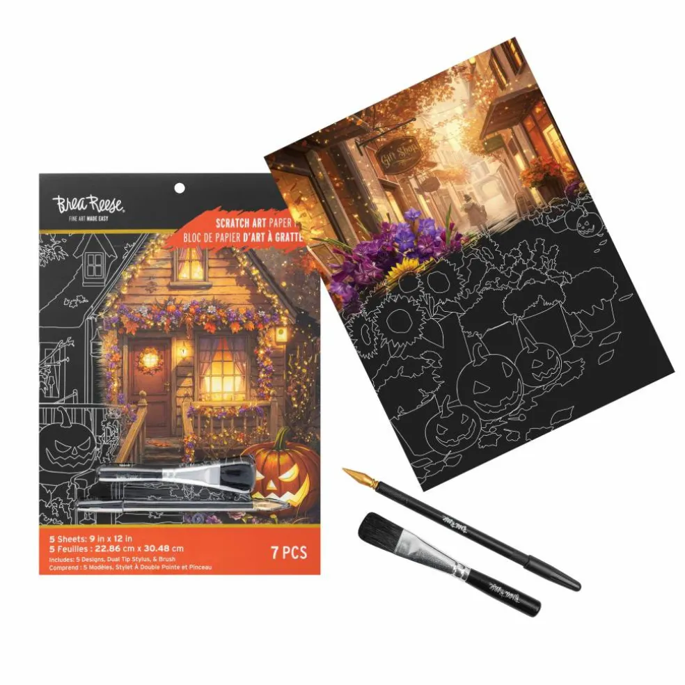 Brea Reese® 9" x 12" Smalltown Halloween Scratch Art Paper Pad