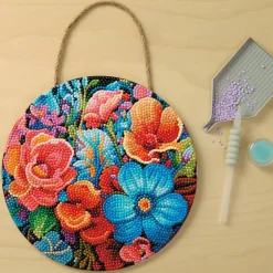 8" Bright Flowers Wood Plaque Diamond Art Kit by Make Market®