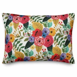 Bright Multicolor Flowers Throw Pillow