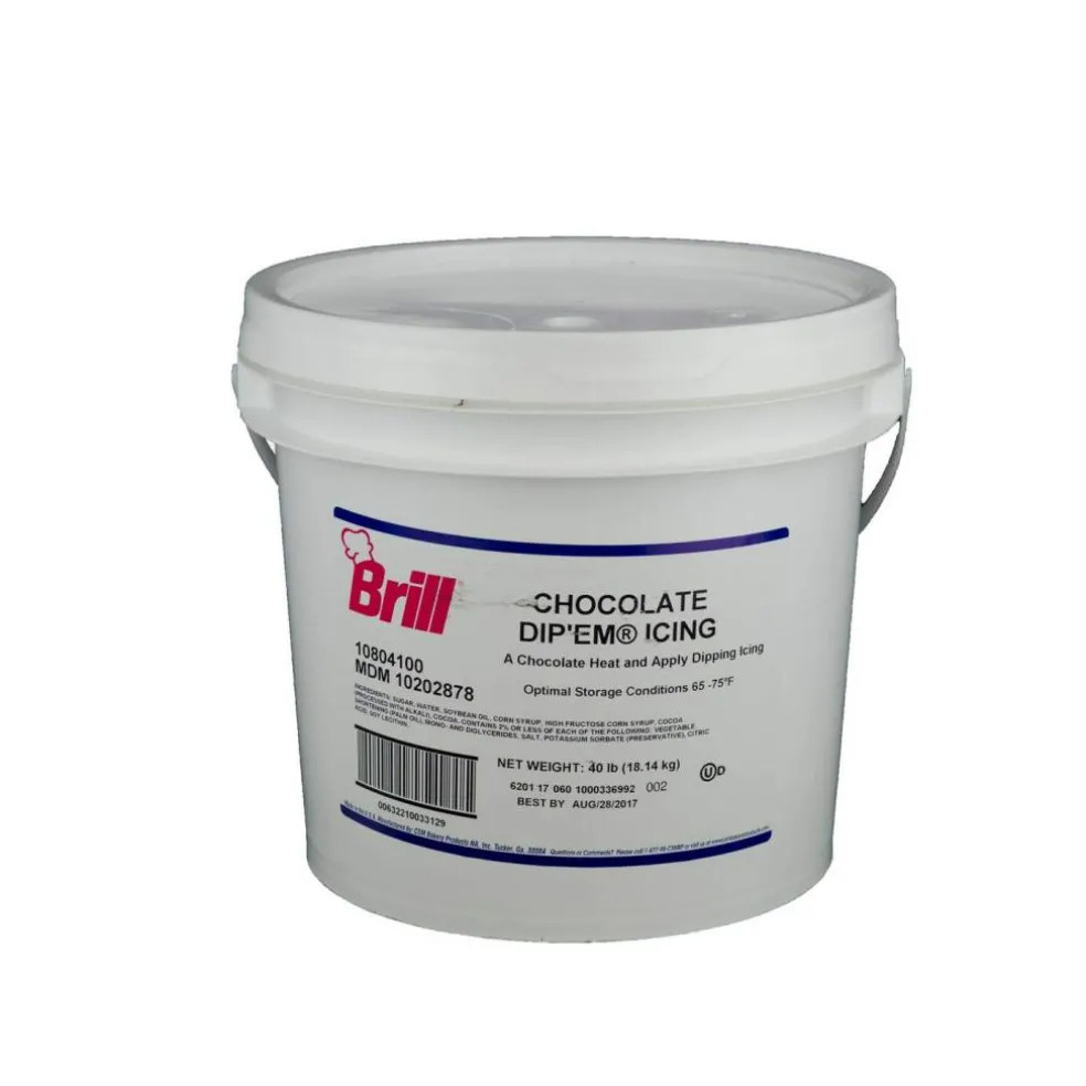 Brill Donut and Roll Chocolate Icing 40 Pound Pail Bulk Pack Ready to Use