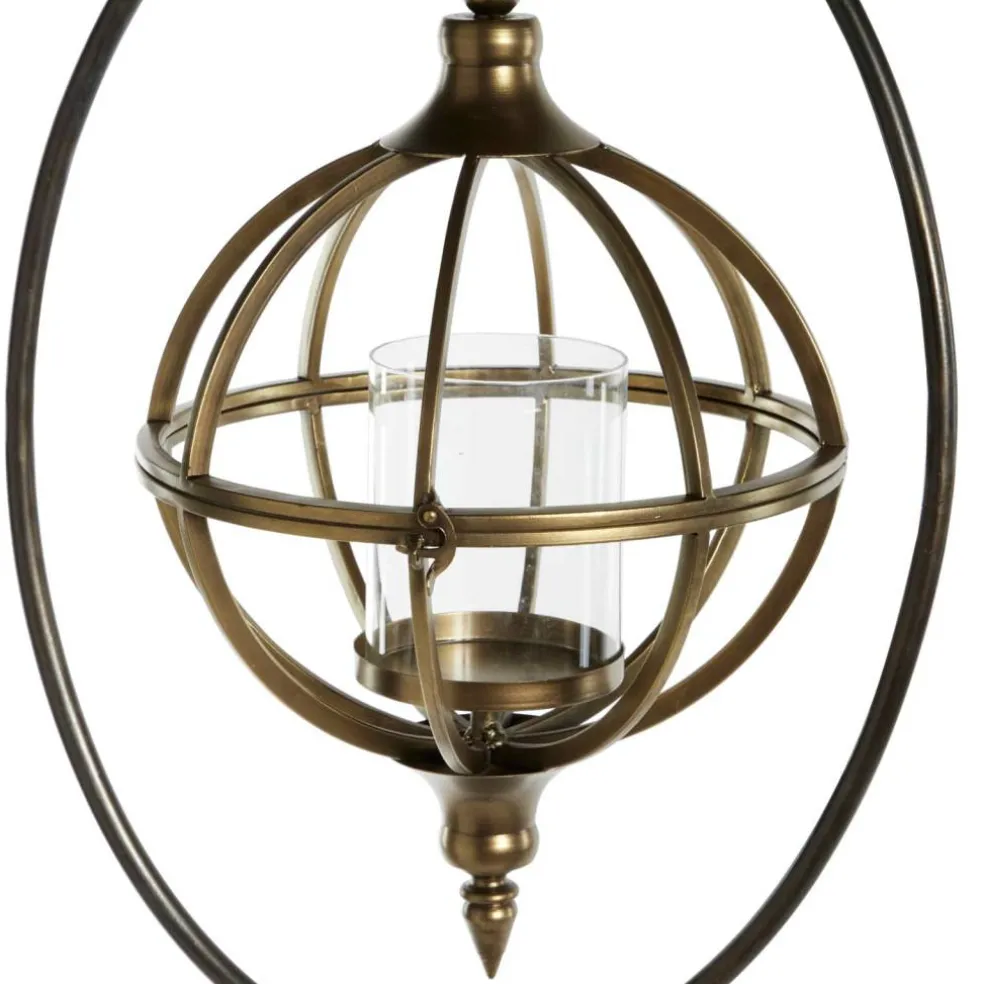Bronze Iron Modern Candle Holder Lantern, 66" x 16" x 11"