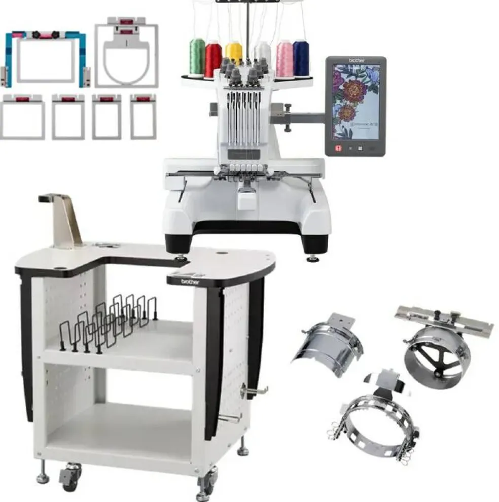 Brother Entrepreneur W PR680W 6 Needle Embroidery Machine 12x8 With PRNSTD2, PRCF5, and Durkee EZ Frames Combo Package