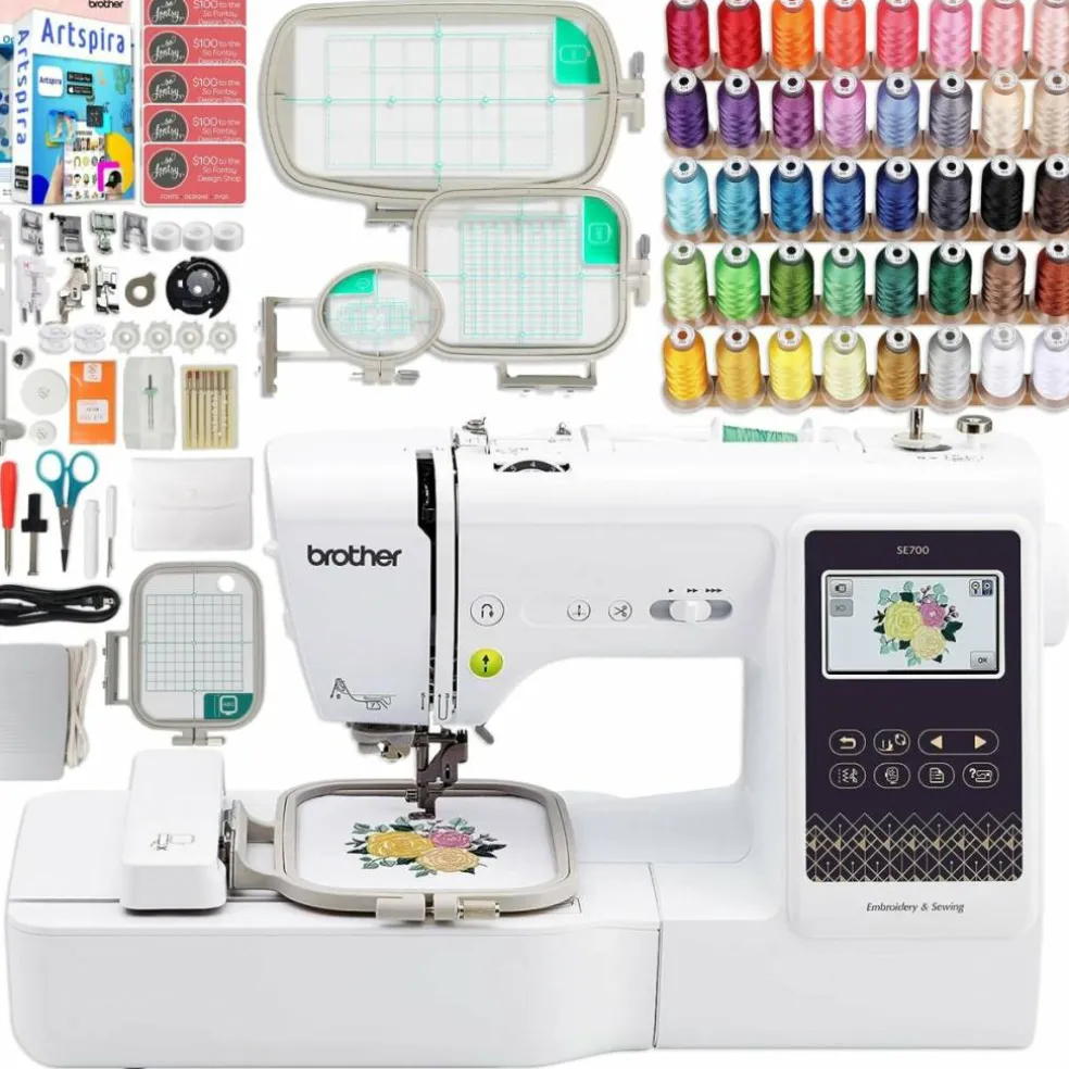 Brother SE700 Embroidery & Sewing Machine with Hoops & Embroidery Threads