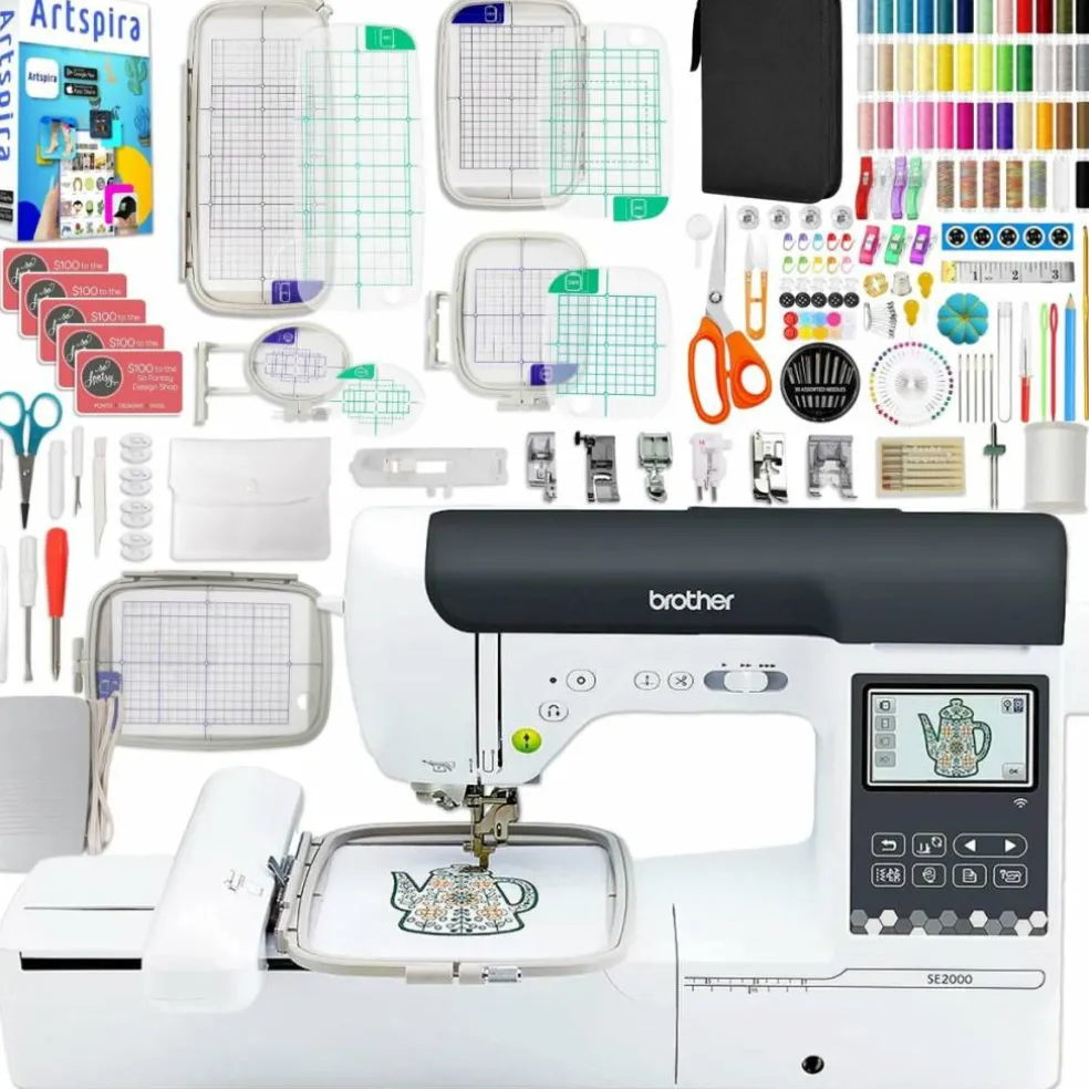 Brother SE2000 Embroidery & Sewing Machine with Deluxe Hoop Bundle
