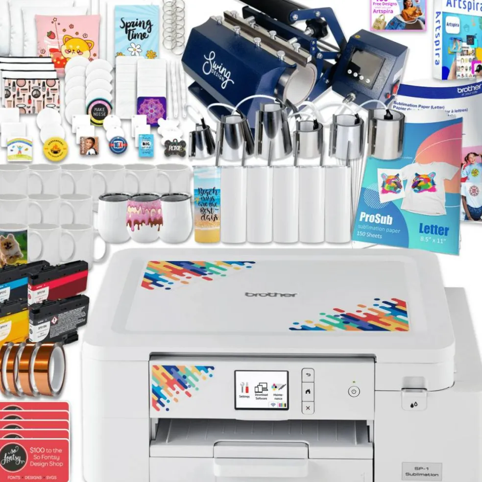 Brother SP-1 Sublimation Printer with 7-in-1 Tumbler Heat Press Bundle