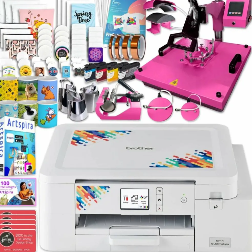 Brother SP-1 Sublimation Printer Bundle with 8-in-1 Heat Press