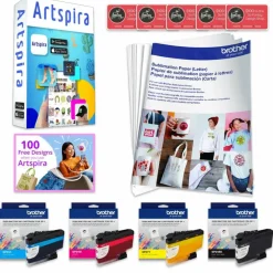 Brother SP-1 Sublimation Printer, Inks, Paper, Blanks, Tape Starter Bundle