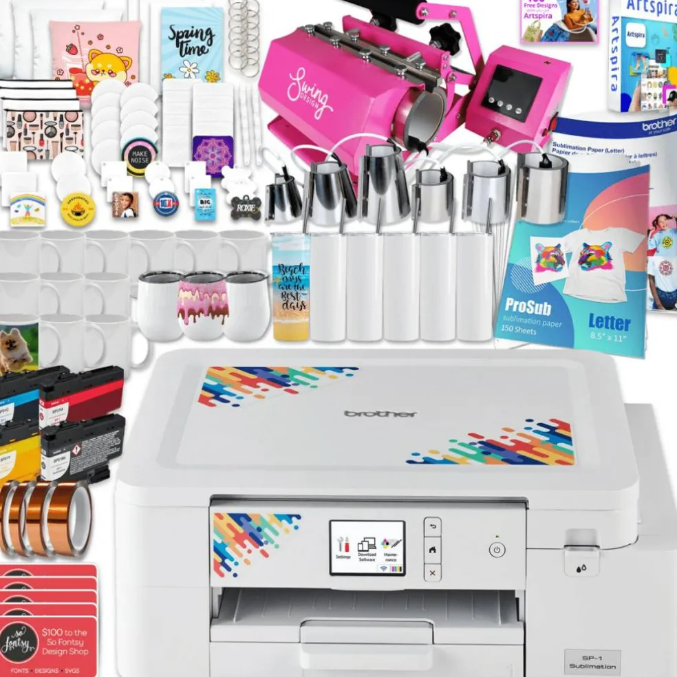 Brother SP-1 Sublimation Printer with 7-in-1 Tumbler Heat Press Bundle